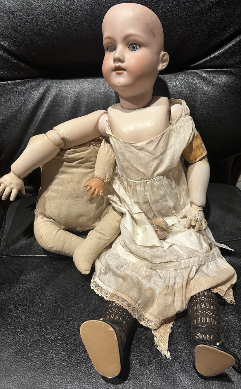 C.M. Bergmann Collaboration Simon & Halbig 30" Antique Bisque Porcelain Doll